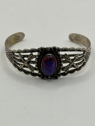 Native Sterling Silver Cuff With Colored Stone