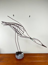 Abstract Wire Heron Yard Art
