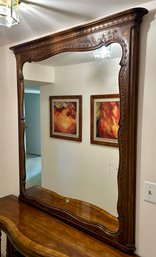 Large Vintage Carved Wood Wall Mirror