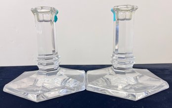 Pair Of Tiffany And Company Crystal Candle Holders.