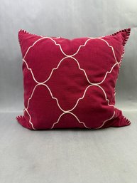 Large Maroon Pillow With White Design