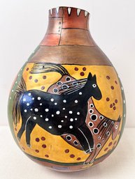 Native American Painted And Carved Gourd.