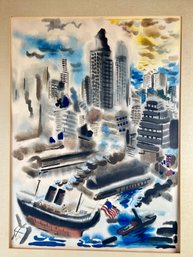 George Grosz New York Harbor Lithograph