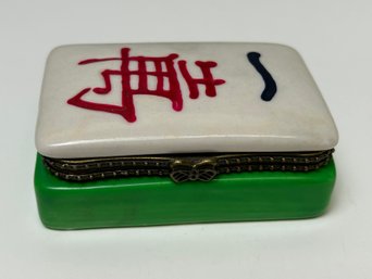 Vintage Small Porcelain Mahjong Tile Trinket Box