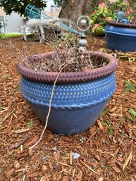 Outdoor Terracotta Pot With Cornflower Blue Glaze (#1)