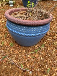 Outdoor Terracotta Pot With Cornflower Blue Glaze (#2)