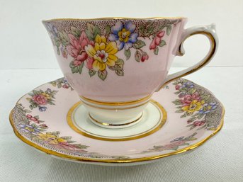 Colclough China Pink Cup And Saucer