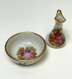 Vintage Small Limoges Vase And Bowl Trinkets
