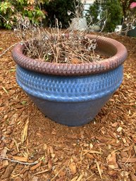 Outdoor Terracotta Pot With Cornflower Blue Glaze (#4)