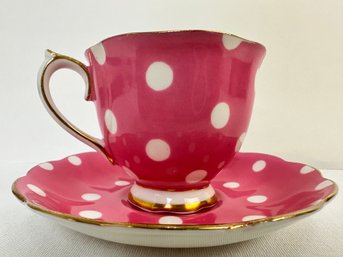 Royal Albert Pink Polka Dot Cup And Saucer