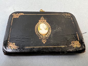 Vintage Dandee Imports West German Made Leather Coin Purse With Cameo.