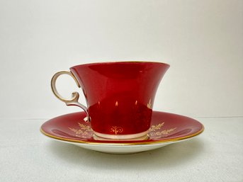 Aynsley England Bone China Red Cup And Saucer