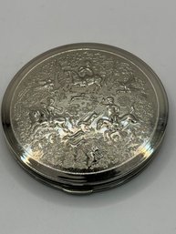 Silver Tone Compact  By Tussy  With Pouch