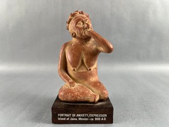 Sculpture Reproduction - Portrait Of Anxiety/depression, Island Of Jaina, Mexico