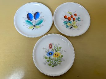 Three Hand Painted Milk Glass Plates *Local Pick-Up Only*
