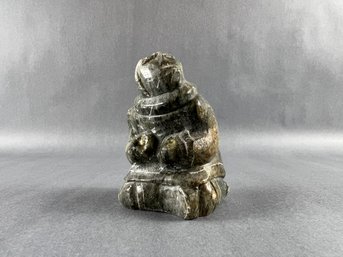 Native Soapstone Carved Figure - Signed, Luke