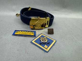 Cub Scout Belt, 2 Patches Plus A Pin