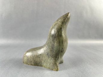 Native Carved Soapstone Seal - Signed, Dimu