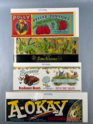 4 Original Produce Can And Crate Labels.