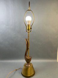 Vintage Brass And Painted Metal Table Lamp.