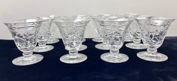 Set Of 12 Etched Crystal Sorbet/sherbet Glasses.  - Local Pick-Up Only