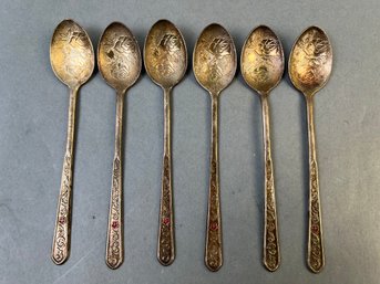 Set Of 6 Mini Silver Plate Spoons.