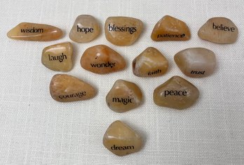 Set Of 13 Positive Message Polished Stones.
