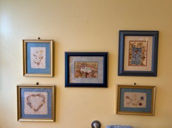 Gallery Wall Of Pressed Flower Art - 5 Pieces