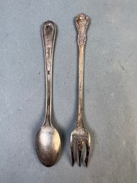Winthrop Silverplate Gerber Spoon And An Oneida Silverplate Fork.