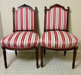 Pair Of Antique Louis XVI Style Upholstered Salon Chairs