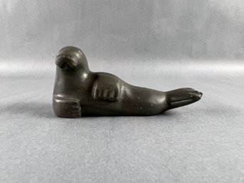 Carved Soapstone Walrus - Signed, Numbered