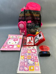 Hello Kitty Backpack With Hello Kitty Bling And A Sewing Kit.