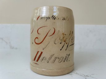 Compliments Of C. Pfeiffer, Detroit - Stoneware Mug, R. Hanke - Germany