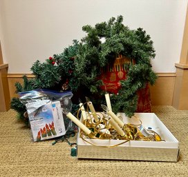 Grouping Of Holiday Garland And Lights