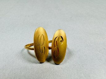 Vintage Gold Finish Monogrammed Adjustable Rings