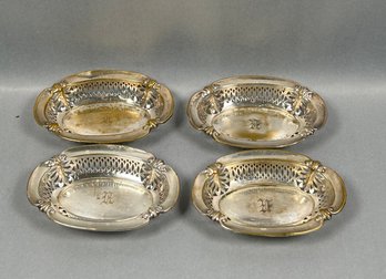 Antique Monogrammed Silver Bowls/nut Dish Set Of 4