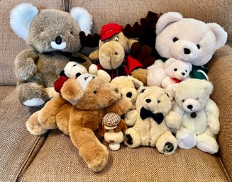 Group Of Beautifully Loved Stuffed Animals