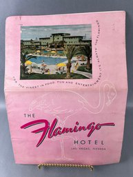 Vintage Flamingo Hotel Menu.