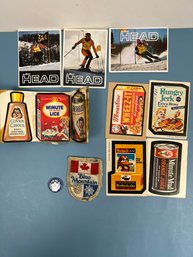 Lot Of Vintage Stickers A Button And A Patch.