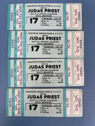 Lot Of 4 Judas Priest Tickets From 1979 Playing At The Seattle Center Colliseum