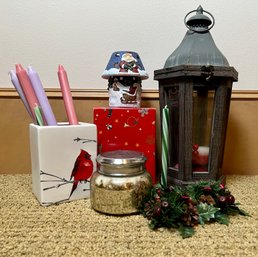 Grouping Of Holiday Candles & Accessories