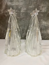 Lot Of Four Acrylic LED  Christmas Trees