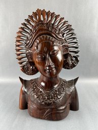 Balinese Carved Wood Bust