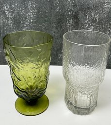 Mixed Lot Of 2 Vintage Textured Drinking Glasses *Local Pick Up Only*
