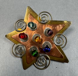 Multi Color Beads On Metal Pin