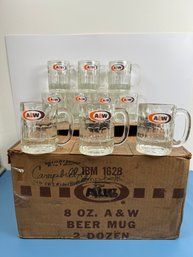 10 Vintage 8 Oz A & W Root Beer Mugs With Original Box.
