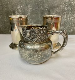 Derby Silver Co Quadrupleplate #1650  Creamer & Meriden S.P.Co 2 SP Julep Cup