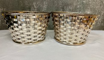 2 Silver Plated Gorham Basketweave Containers