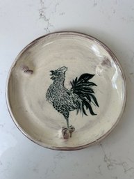Studio Pottery Glazed Dish With Rooster Detail - Northwest Pottery, Seattle