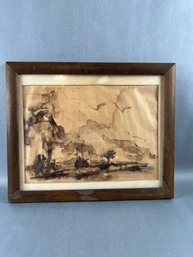 Framed Watercolor - Artist, Carmeli